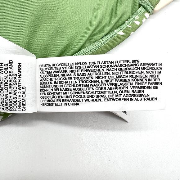 SEAFOLLY Bandeau Bra Bikini Top Women 6 Green Tea Floral Print Ring Details NEW - Picture 9 of 11